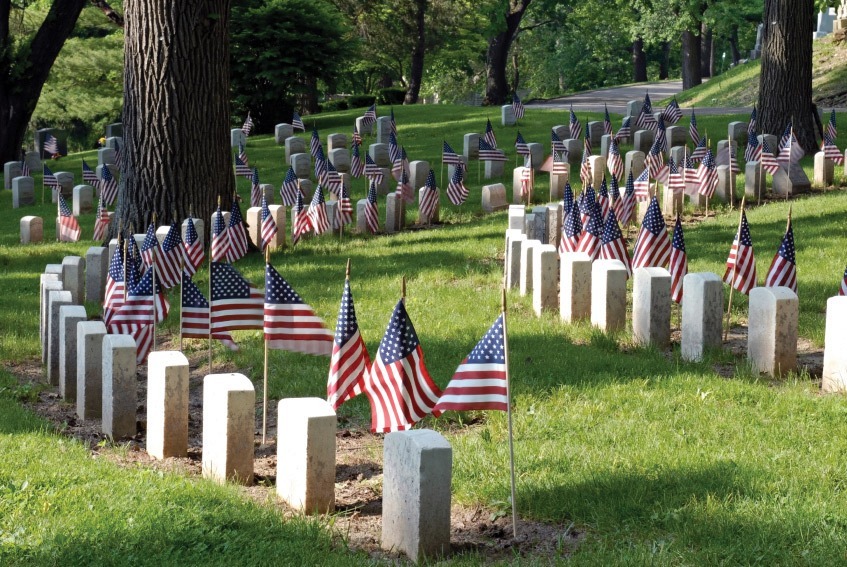 Cemetery with flags