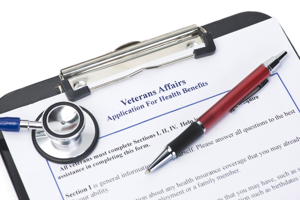 Clipboard with VA Heath Care application form