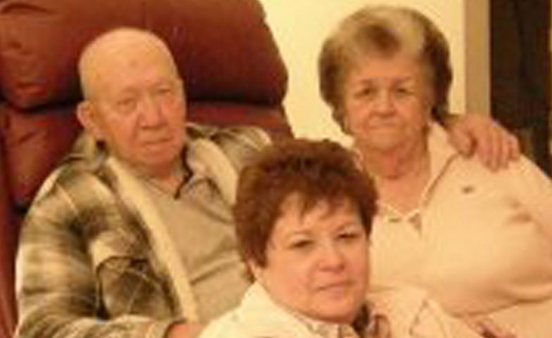 Adam Steele Jr. and his wife, Edna, right, and daughter, Terri