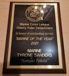 Tyrone Sanders' Marine of the Year 2021 award