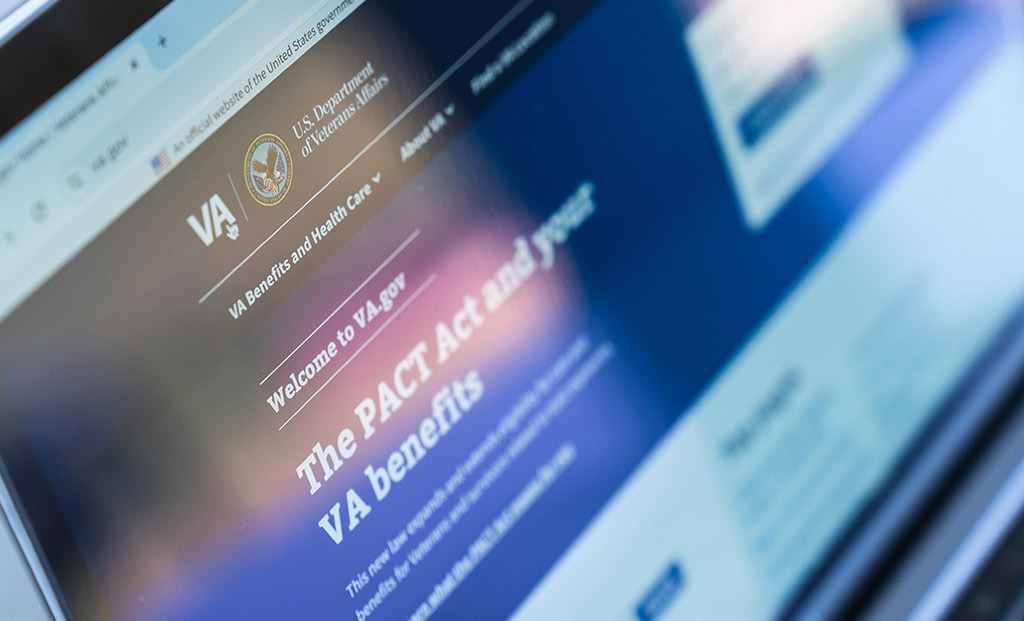 Computer screen showing the VA's PACT Act webpage.