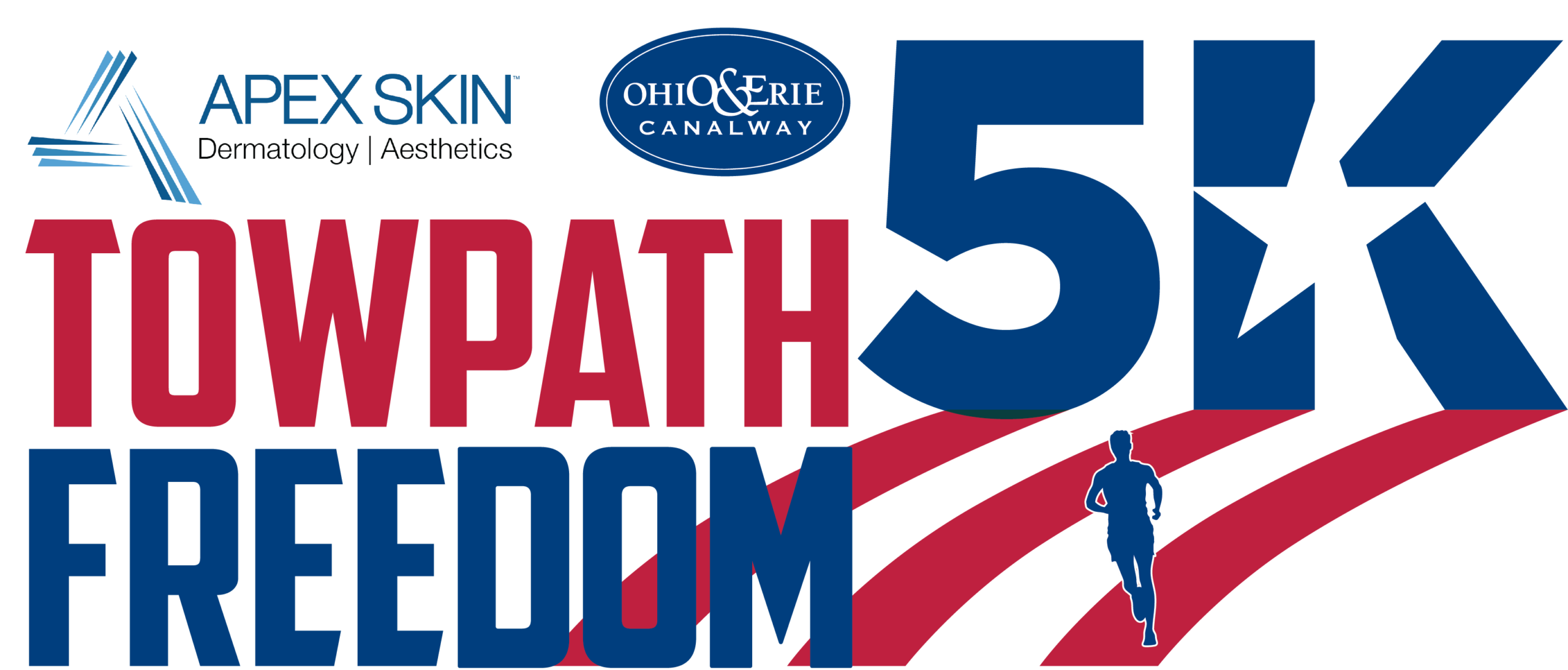 2025 Freedom 5K_horizontal_revised (1) APEX Skin Towpath Freedom 5K logo, with the Ohio and Erie Canalway
